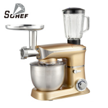 Stainless steel wrapped plastic housing 1000w 6 speed planetary mixer machine with stainless steel bowl